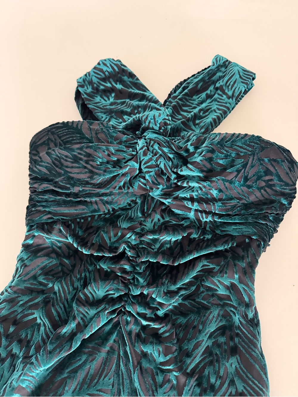 Taylor Teal off-shoulders Crisscross Evening Gown - Picture 7 of 12